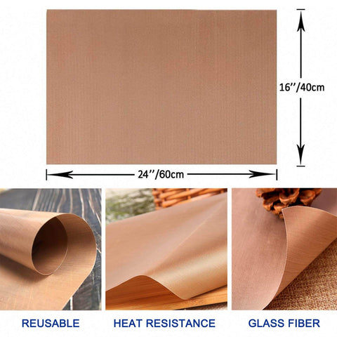 4 Pack PTFE Teflon Sheets For Heat Press, 16 X 20 Inches, Reusable Nonstick Craft Mats, product dimensions and features displayed