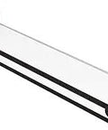 Close-up of Fresno Collection 22-Inch Vanity Rail Glass Shelf in Oil Rubbed Bronze, Solid Brass Build, Concealed Mount, 3/8-Inch Tempered Glass