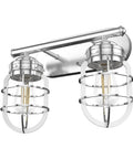 Starklake 2 Light Chrome Vanity Light With Dimmable Glass Cage For Bedroom Kitchen Foyer And Bathroom Compact Fixture Modern