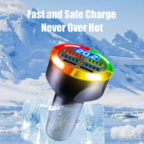 Heavy Duty USB C Car Charger Adapter With Built In Volt Meter And Voltage Display Dang Fast Charging Hub with colorful display