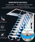 Heavy Duty Electric Attic Ceiling Ladder With Telescopic Stairs And Non Slip Folding Steps, showing reinforced steel construction and remote control.
