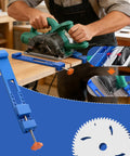 Person using Pro Grade Adjustable Cutting Machine Base Guide With Innovative Circular Saw Clamp Electric Milling Positioning Tool