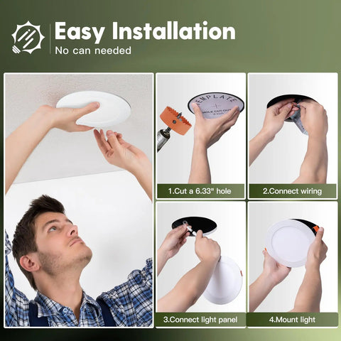 Installation steps for 24 Piece 6 Inch Led Recessed Ceiling Lights With Junction Box, 5Cct Adjustable Kelvin Tone, 1050 Lumen Ultra Slim Trim.