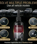 Car Windshield Crack Repair Kit Two Bottles Nano Glass Repair Liquid Fast Five Minute Fix displayed with cracked glass examples