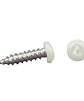 Heavy Duty #8 Pan Head Square Recess Screws 1-1/4 Inch White Finish Pack Of 50, showing screw detail and square drive slot.