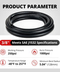 5 Foot Three Eighth Inch Transmission Cooler Hose Built Solid For High Pressure Power Steering And Hydraulic Oil Cooling SAE J1532 Rated, 3/8 inch, 20 ft rubber tubing.