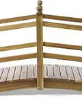 Teak Outdoor Garden Bridge For Backyard Or Patio Walkway With An Arch Design, Weather Resistant Slat Panel Footbridge, Sturdy Construction