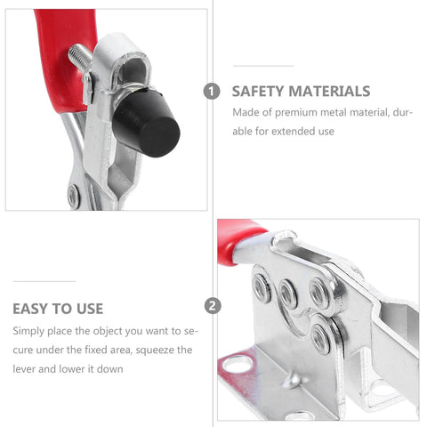 Close-up of 10 Piece Quick Toggle Clamps Set For Vertical Downward Push Heavy Duty Hold Downs For Woodworking And Welding Desktop Clamp Tool Anti Rust Finish Easy Lever Action Rock Solid For Assembly Jigs And Fixtures