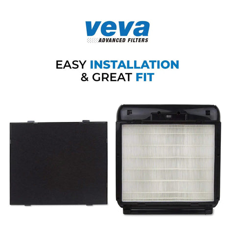 2 Pack HEPA Air Purifier Filters For Coway Airmega AP-1512HH And 200M With 8 Charcoal Pre-Filters shown with installation note