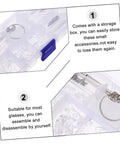 Eyeglass Repair Kit With Organized Storage Case For Quick Frame Fixes On The Go Includes Essential Tools For Friends And Family, Screwdrivers, Pliers, Wrenches, And Scratch Repair Accessories showing storage box.