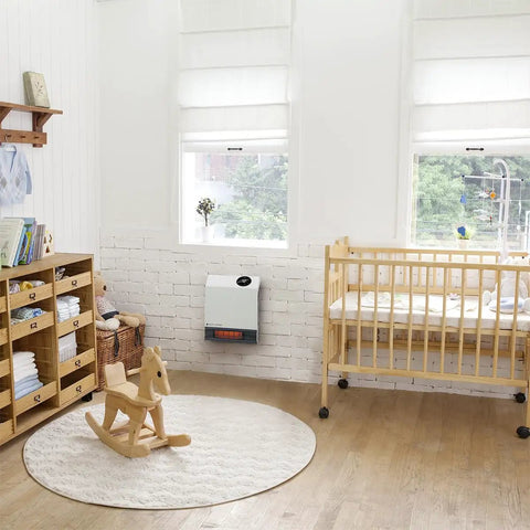 Nursery with Infrared WiFi Space Heater 1000 Watt Smart Control With App Auto Shutoff Safety Grill Fast Cozy Heat wall-mounted.