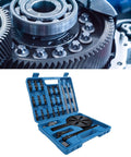 Rock Solid Steel Bearing Puller Set For Auto Wheel Hub Repair With Pro Extractor Tool 33 Piece Kit, blue case open