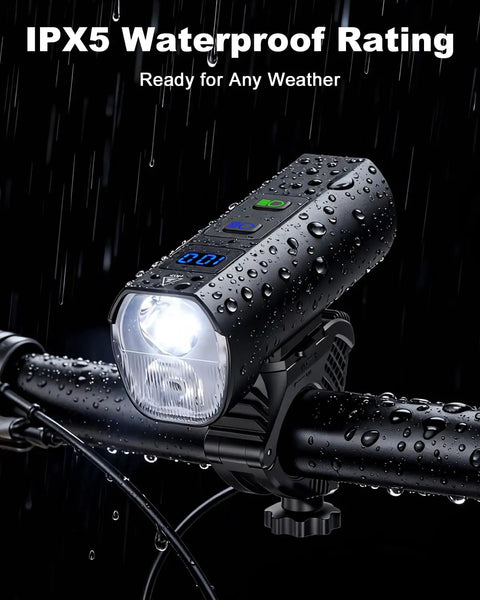 Beastly Bright USB Rechargeable Bike Headlight For Night Riding With Aluminum Body 8000 Lumens 13 Modes 5000mAh Type C Reverse Charging Waterproof Front Light 360 Degree Rotatable Bracket