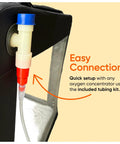 Close-up of Pet Oxygen Therapy Cage With Tubing Kit Soft Mat And Venturi Adapters connection detail
