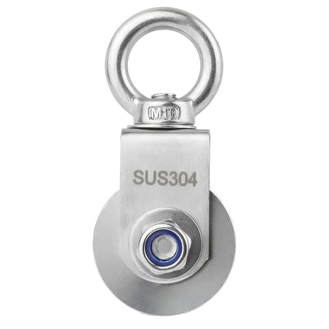 Cable Pulley Wheel Swivel Single Pulley Block for Gym Equipment, heavy-duty stainless steel with visible M10 mark and SUS304 engraving