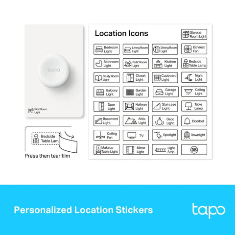 Smart Button Wireless Remote Dimmer Switch For 3 Way Control Tap And Rotate With Hub Required Compatibility Over A Year Battery Life showing location stickers