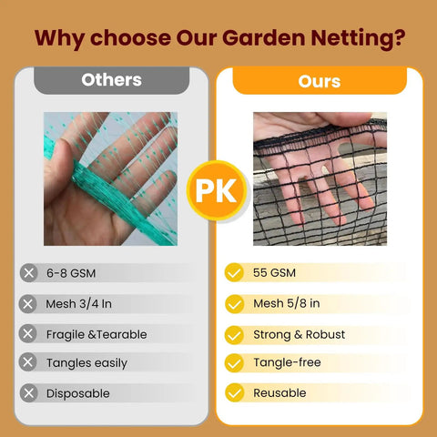 Comparison of other plastic mesh fence and our Heavy Duty Plastic Mesh Fence 4x75ft Deer Fencing With Reinforced Edges Easy Setup.