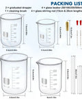 Image showing Must Have Glass Labware Starter Kit For Home Lab And Classroom Beakers 50 100 250 500ml, droppers, rods, brush.