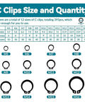 Massive 900 Piece Carbon Steel Snap Ring Set With 24 Sizes C And E Type Retaining Rings Spring Circlips Kit For Auto Parts Repair And DIY Mechanical Fixes C-clips size chart M5-M16