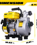 Gas Powered Water Pump 1.5 Inch With Hose 79 GPM 2.1 HP 79.8cc Engine Lightweight EPA Certified Portable Transfer Pump With Dimensions