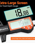 Digital Tire Tread Depth Gauge With Large LCD Display Inches Millimeters And Fraction Conversion, Easy Zeroing, Accurate Tread Depth Tool.