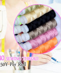 Purple 40 Spools Sewing Thread Gift Box Kit For Portable Basic Repairs Handy Hand Sewing Set With All Essentials For Crafting Mending And DIY Projects Dope Gift Box For Crafters, showing colorful thread close-up.