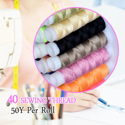 Purple 40 Spools Sewing Thread Gift Box Kit For Portable Basic Repairs Handy Hand Sewing Set With All Essentials For Crafting Mending And DIY Projects Dope Gift Box For Crafters, showing colorful thread close-up.