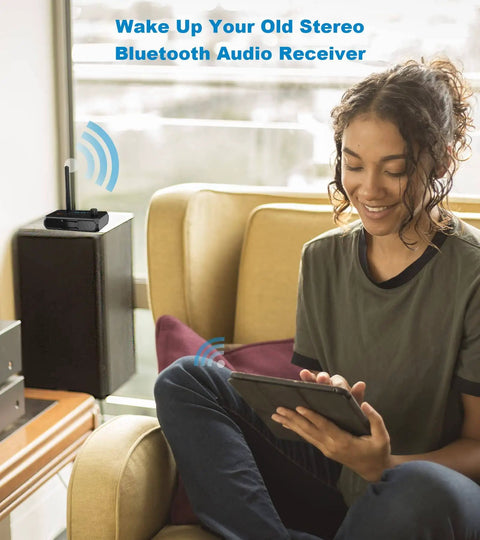 Bluetooth 5.4 Receiver For Home Stereo And RCA Speakers, Low Latency HD Music Audio Bluetooth To Wired System, AUX And USB Interface, Easy Plug And Play Adapter For Streaming From Phone Tablet Or Laptop To Your Stereo enabling wireless music streaming from a tablet.