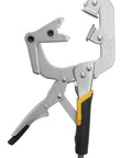 10 Inch Locking Pipe Clamp With Swivel V Pads For Welding And Repair, One-Hand Lock, Ergonomic Soft Rubber Handles, Adjustable Jaw Set