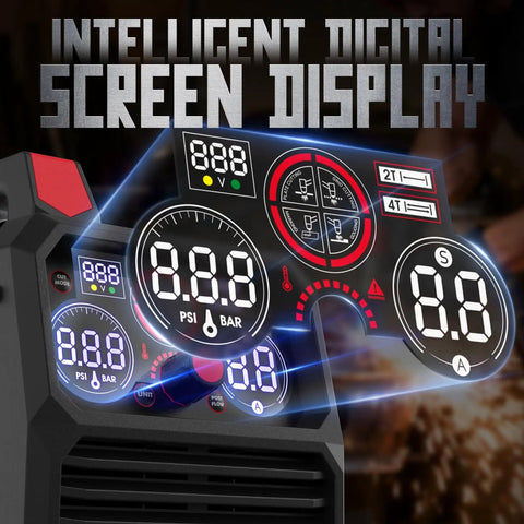 Intelligent digital screen display of All In One 65 Amp Plasma Cutter Dual Voltage 110V 220V Non HF Non Touch Pilot Arc Plate Cutting Grid