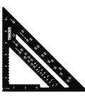7 Inch Aluminum Rafter Square With Imperial Hip Valley Scales For Dead Easy Roofing Layouts Heavy Duty Carpenter Triangle Ruler showing precise markings.