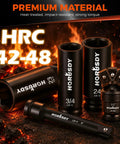 32 Piece 1/2 Inch Drive Impact Socket Set With Metric 10mm-24mm And SAE 3/8 Inch-1 Inch Deep Sockets Extension Bar Swivel Socket Adapter CR-V Steel Built For Auto Repair And Heavy Duty Mechanic Work, HRC 42-48 sockets