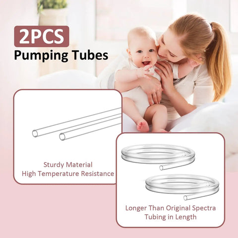 Breast Pump Parts Kit Compatible With S1 S2 9Plus All In One Replacement Set Including 24mm Flange Duckbill Valve Backflow Protector Tubes Bottles Gift Box Included, 2 pumping tubes