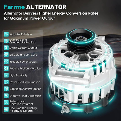 Drop-In 120A 12V Car Alternator Replacement for Chevy Equinox 2010-2017, visible with 5-Groove Pulley and Internal Regulator