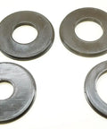 Four Piece Router Table Insert Ring Set Featuring Rock Solid 3.1 Inch Outer Diameter with varying inner sizes for precise routing.