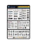 Cool Vintage Metal Tin Sign Chart For Garage And Shop Featuring Hex Bolt Screw Nut Washer Size Guide, aluminum fasteners display.