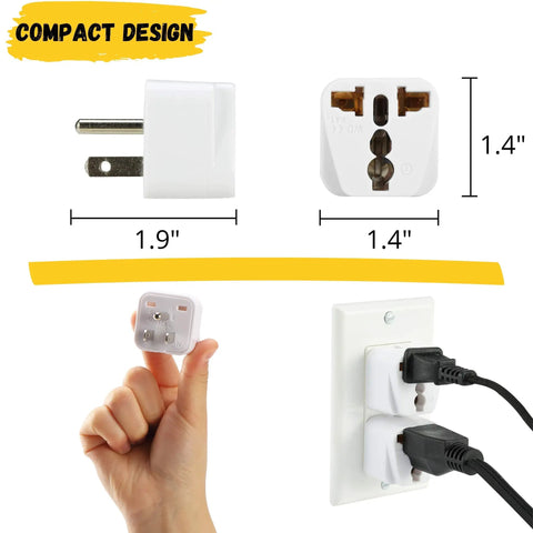 2 Pack Universal Travel Plug Adapter Converts EU UK AU Asia Plugs To US Outlet Ultra Compact And Lightweight No Brainer