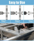 Easy to use guide for installing 450 Pcs 304 Stainless Steel Pop Rivets With Washers Kit In 8 SAE Sizes Including 1/8 Inch 3/16 Inch And 1/4 Inch Blind Rivets For DIYers Home Auto And Metal Repairs on metal surfaces.