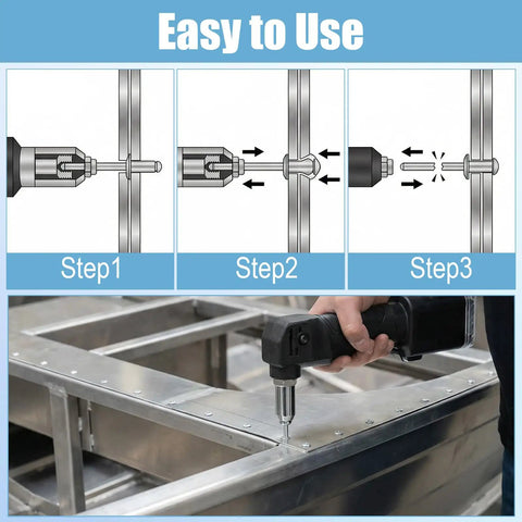 Easy to use guide for installing 450 Pcs 304 Stainless Steel Pop Rivets With Washers Kit In 8 SAE Sizes Including 1/8 Inch 3/16 Inch And 1/4 Inch Blind Rivets For DIYers Home Auto And Metal Repairs on metal surfaces.