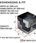 Dimensions diagram of 15U Wall Mount Server Rack Cabinet For 19 Inch Network Enclosures With 24 Inch Depth Built In Fan PDU And Two Shelves
