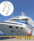 Heavy Duty Hair Pin Clips Set Of 10 5/32 X 2-15/16 Inch Spring Steel Zinc Plated R Clips shown above a docked ship