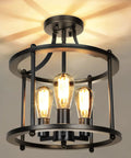 Dope Industrial Black Farmhouse Semi Flush Mount Ceiling Light Fixture With A Three Light Chandelier Style Rustic Vintage Style