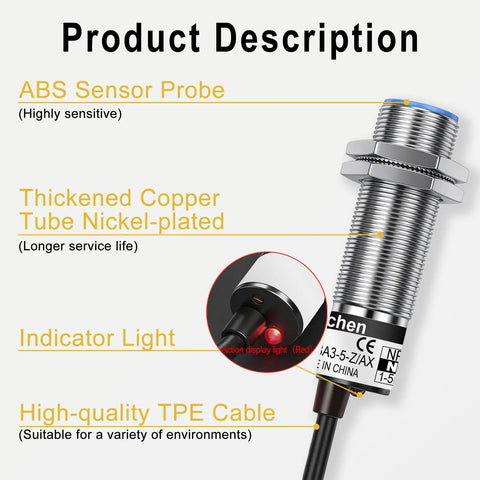 Capacitive Proximity Sensor Shielded Type LJC18A3-5-Z/AX, 5mm Detection, 18mm Mounting Hole, 10-30V DC, 200mA Output