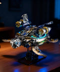 Mechanical Turtle Building Block With Hand Crank And Optional Motor Dual Drive Gear Motion For Adults Teens And Model Enthusiasts Dope Steampunk Educational Construction Set, metal turtle model on display stand