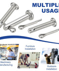 Heavy Duty M5X16mm Clevis Pins in 304 Stainless Steel With Cotter Pins Single Hole Flat Head Hitch Fasteners for Furniture Installations