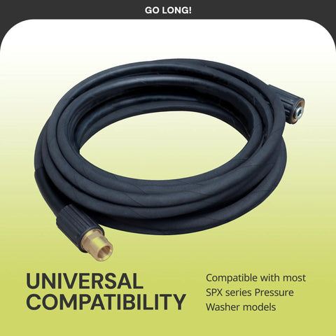 Heavy Duty 25 Foot Pressure Washer Extension Hose with M22 15mm Connectors For SPX Series Replacement Or Extension