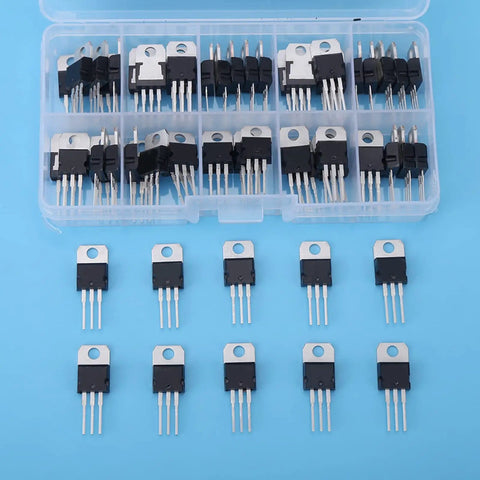 60 Piece Transistor Assortment Kit With 10 Values Storage Box L7805CV And LM317T Included Perfect For Electronics Pros And Hobbyists