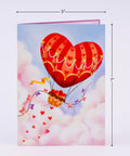 Heart Hot Air Balloon 3D Pop Up Card With Dreamy Sky Scene Gift For Valentines Day Birthday Mothers Day Anniversary Thinking Of You Includes Envelope And Message Note 5x7 Card