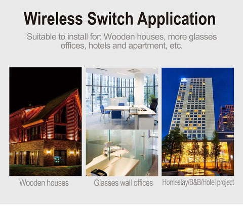 Installation examples for 3 Way Wireless Light Switch Kit With Dual Remotes And Receiver, No Wiring Or WiFi Needed, Waterproof Panel Switches