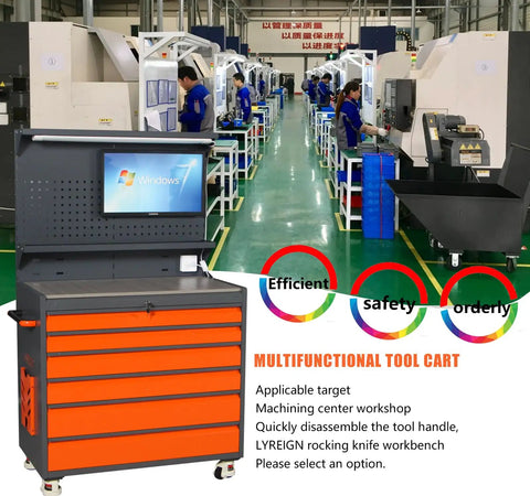 Heavy Duty Mobile Tool Storage Organizer With Light Strip CNC Tool Rack And Screw Cabinet for warehouses in machining center